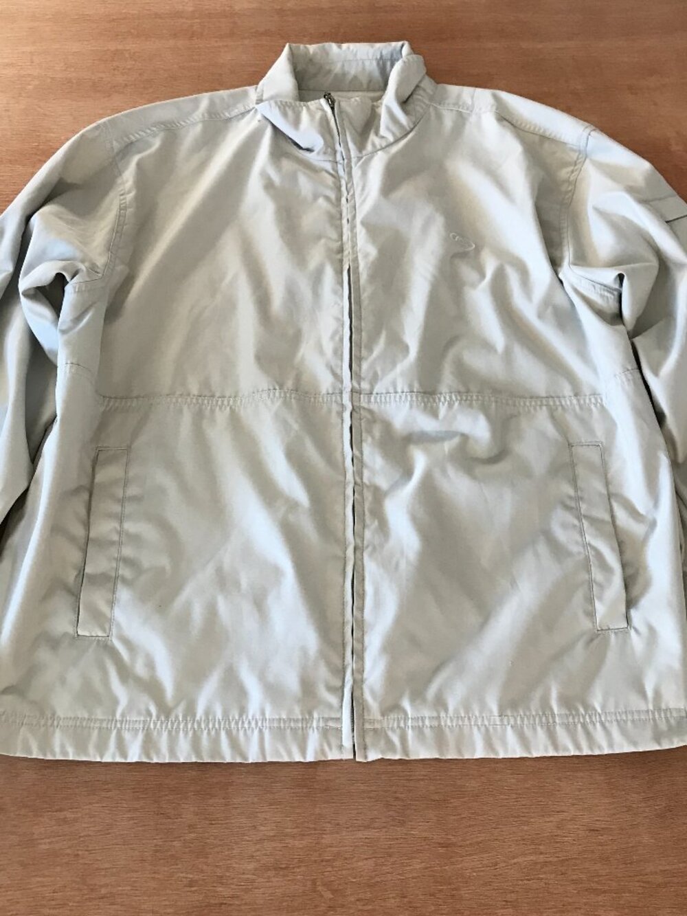 Quicksilver Windbreaker Jacket Men XL Beige Full Zip Pockets Long Sleeve 19123
